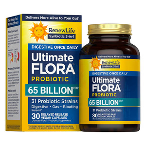 Renew Life Ultimate Flora Digestive Probiotic 65 Billion CFU 31 Strains Veg Capsules Support Digestive Health 30Ea