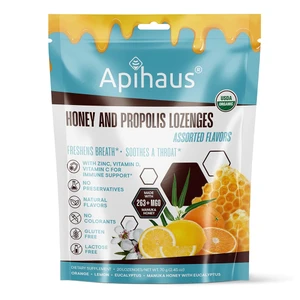 Apihaus Manuka Honey and Propolis Lozenges with Eucalyptus Assorted Flavors Freshens Breath and Soothes Throat 20Ea