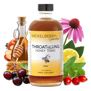 Mickelberry Gardens Throat and Lung Honey Tonic Raw Herbal Supplement Support Sore Throat Relief 4Oz (118ml)