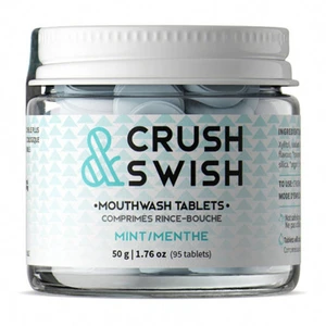 Nelsons Naturals Crush and Swish Mint Mouthwash Tablet for Fresh Breath 1.76Oz (50g)