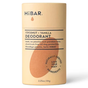 HiBAR Solid Deodorant Coconut and Vanilla for Sensitive Skin Odor Control All Day Protection 2.25Oz (64g)