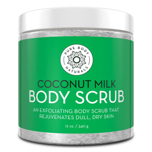 Pure Body Naturals Coconut Milk Exfoliating Body Scrub Rejuvenates Dull Dry Skin 12Oz (340g)