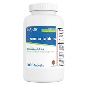 Major Senna Tablets Sennosides 8.6 mg for Occasional Constipation Relief 1000Ea