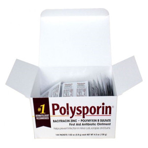 Polysporin First Aid Antibiotic Ointment for Infection Prevention in Minor Cuts Scrapes and Burns 0.03Oz (0.9g) 144Ea