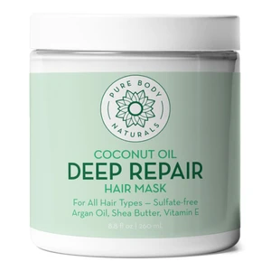 Pure Body Naturals Coconut Oil Deep Repair Hair Mask Deeply Conditioning Hydrates and Repairs Hair 8.8Oz (260ml)