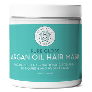 Pure Body Naturals Moroccan Argan Oil Hair Mask Conditioning Treatment to Nourish and Hydrate Hair 8Oz (240ml)