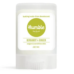 Humble Brands Bergamot and Ginger Vegan and Sensitive Skin Solid Stick Deodorant Travel Size Odor Control All Day Protection 0.5Oz (14g)