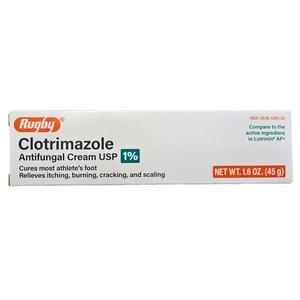 Rugby Clotrimazole Cream 1 Percent for Athletes Foot Jock Itch and Ringworm 1.6Oz (45g)