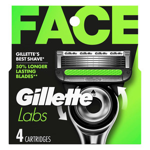 Gillette Mens Razor Blade Refills with Exfoliating Bar 4Ea