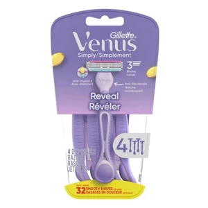Gillette Venus Simply 3 Reveal 3-Blade Disposable Razors for Women 4Ea
