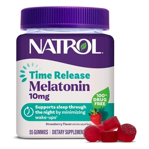 Natrol Time Release Melatonin 10mg Dietary Supplement to Minimize Wake Ups Strawberry 55Ea