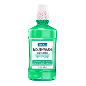 Lucky Super Soft Winter Green Mouthwash Fresh Breath Oral Rinse 16.9Oz (500ml), Pack of 12