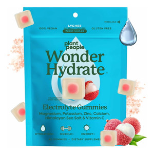 Plant People WonderHydrate Electrolyte Gummies Lychee Flavor Sugar Free Support Muscle Health 42Ea