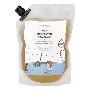 The Unscented Company Kids Enfants Shiny Shampoo Plus Wash Refill Fragrance Free and Dye Free 33.8Oz (1L)
