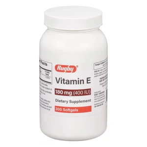 Rugby Vitamin E 180mg 400 IU Antioxidant Dietary Supplement Softgels Support Heart and Immune Health 300Ea