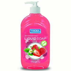 Lucky Super Soft Liquid Hand Soap for Gentle Hand Cleansing Strawberries 14Oz (414ml), Pack of 12