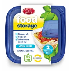 Home Select Square Food Storage Containers 2.7 Cups Medium 2Ea, Pack of 12