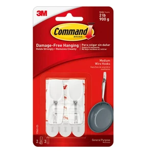 Command Medium Wire Hooks Damage Free Hanging General Purpose Wall Hooks 2Ea