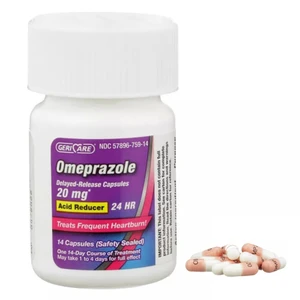 Geri Care Omeprazole Delayed Release 20 mg Capsules for Frequent Heartburn Relief 42Ea