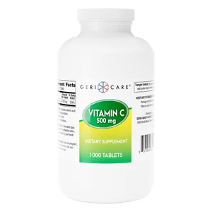 Geri Care Vitamin C 500 mg Tablets for Immune Support and Antioxidant Protection 1000Ea