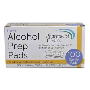 Simple Diagnostics Pharmacist Choice Alcohol Prep Pads Box Alcohol Sterile Pads for Injection 100Ea