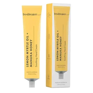 Freshwater Farm Australia Lemon Myrtle Oil Plus Manuka Honey Soothing Hand Cream Leaves Hands Feeling Silky 3.3Oz (100ml)