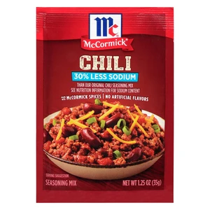 McCormick Chili Seasoning Mix 30 Percent Less Sodium Original Flavor 1.25Oz (35g)
