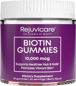 Windmill Rejuvicare Biotin Gummies 10000mcg Berry Flavor Support Healthier Hair Skin and Nails 60Ea