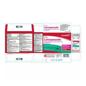 Leader Lansoprazole Delayed Release Capsules 15 mg for Frequent Heartburn Relief 14Ea