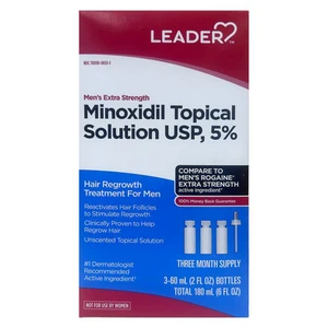 Leader Mens Minoxidil 5 Percent Topical Solution for Hair Regrowth 6Oz (180ml)
