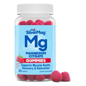 SlowMag Magnesium Citrate Natural Berry Flavor Gummies Supports Muscle Health Recovery and Relaxation 60Ea