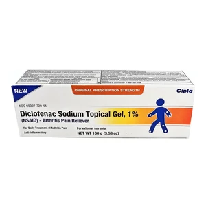 Cipla Diclofenac Sodium 1 Percent Topical Gel Daily Treatment of Arthritis Pain Relief such as Elbows and knees  3.3Oz (100g)