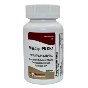 Westminster Wescaps PN DHA Parental Postnatal Multivitamin and Mineral Supplement Softgels Support Cardiovascular Health 30Ea
