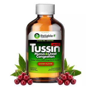 Reliable 1 Tussin Mucus and Chest Congestion Cherry Flavor Syrup Helps Cough Relief 4Oz (118ml)