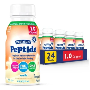 PediaSure Peptide Complete Balanced Nutrition Vanilla Oral Tube Feeding 8Oz (237ml), Pack of 24
