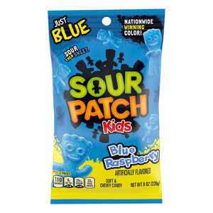 Sour Patch Kids Blue Raspberry Soft Chewy Sour Candy Just Blue 8Oz (226g)