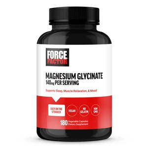 Force Factor Magnesium Glycinate 140 mg Capsules for Sleep Mood and Muscle Relaxation Support 180Ea