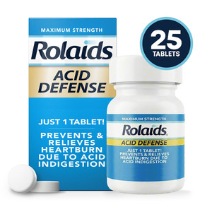 Rolaids Acid Defense Maximum Strength Famotidine 20 mg Tablets for Heartburn Relief and Prevention 25Ea