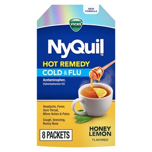 Vicks NyQuil Hot Remedy Cold and Flu Powder Packets 8Ea