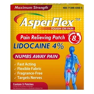 Akron Pharma AsperFlex Maximum Strength Lidocaine 4 Percent Patch Pain Relieving of Aches and Muscle 5Ea