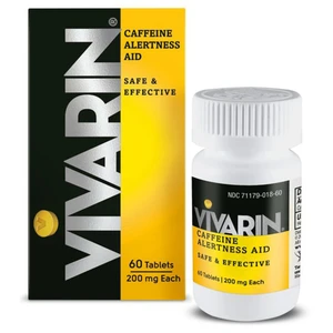 Vivarin Caffeine Alertness Aid Safe and Effective Supplement 200mg Tablets Support Mental Focus 60Ea