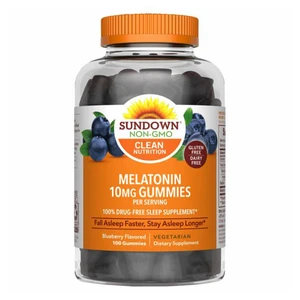 Sundown Melatonin 10 mg Gummies Blueberry Flavored for Sleep Support 100Ea