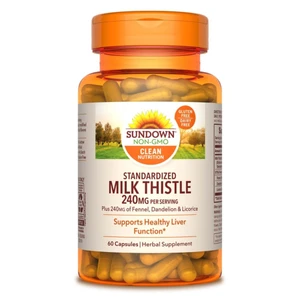 Sundown Milk Thistle 240 mg Capsules for Healthy Liver Function Support 60Ea