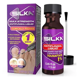 Silka Max Strength Antifungal Liquid for Toenail Brush Applicator Nail Fungus Treatment for Damaged Nails 0.45Oz (13ml)