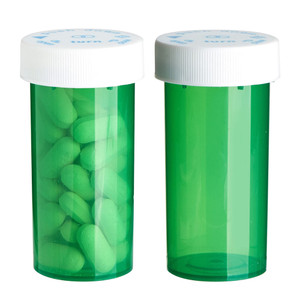 Centor Vial 1 Clic Clear Vu Green Child Resistant Vials 13 Dram for Medication Storage 200Ea