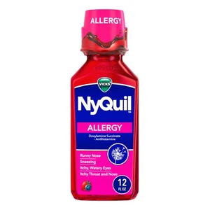 Vicks NyQuil Allergy Doxylamine Succinate Liquid for Allergy and Cold Symptom Relief 12Oz (354ml)