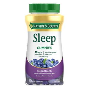 Nature's Bounty Sleep Health Blueberry Melatonin Gummies 10mg Drug Free Sleep Aid 140Ea