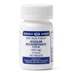 CMC Sodium Bicarbonate 325mg Antacid Tablets Help Reduce Symptoms of Heartburn and Indigestion 100Ea