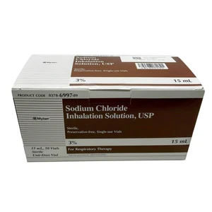 Mylan Pharm Sodium CHl Inhalation Solution USP 3 Perecent for Respiratory Therapy Sterile Single Vials 15ml 50Ea