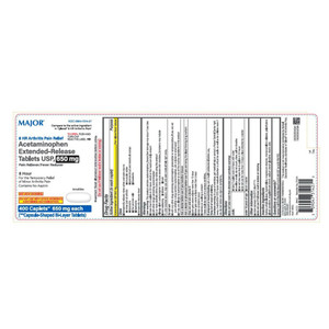 Major Acetaminophen 650mg Extended Release Caplets Asprin Free Arthritis Pain Relief and Fever Reducer 400Ea